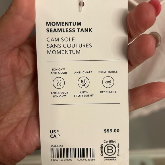 Athleta Momentum Seamless Tank. New with tags. Light pink. Size small. - Picture 3 of 5